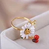 high quality hand painted flower gold cuff ring women wedding rings