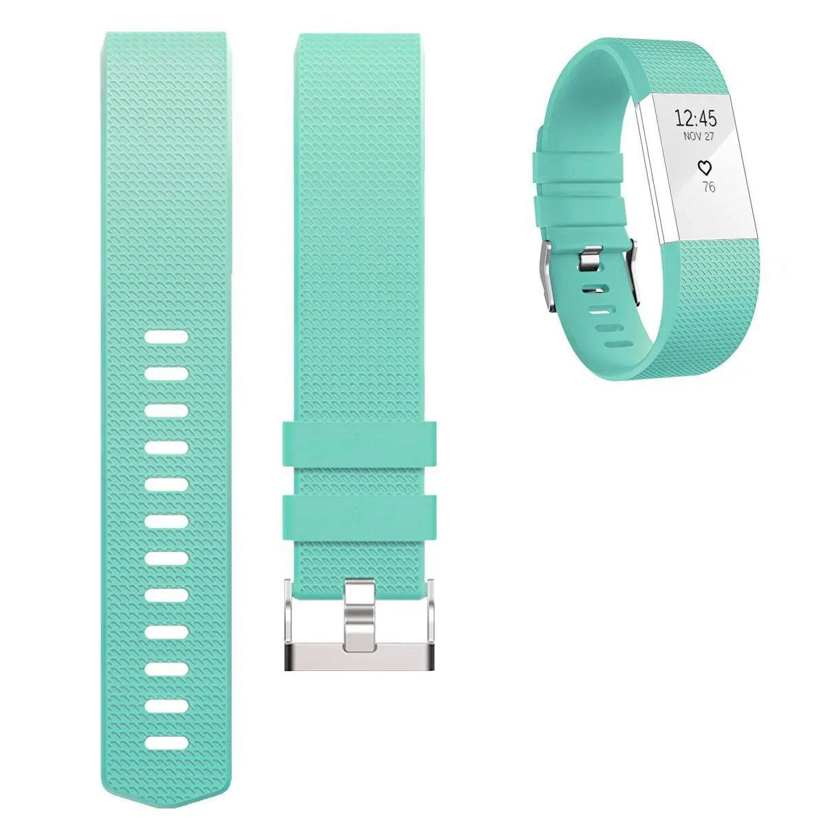 Fitbit Charge 2 Silicone Band Mint Green,Ztotop Soft Silicone Adjustable Replacement Sport Strap Band for Fitbit Charge 2 Heart Rate + Fitness Wristband 5.70"-8.26" (145mm-210mm)