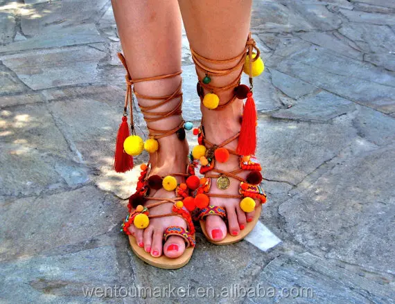 Wentou POM POM Bohemian sandals