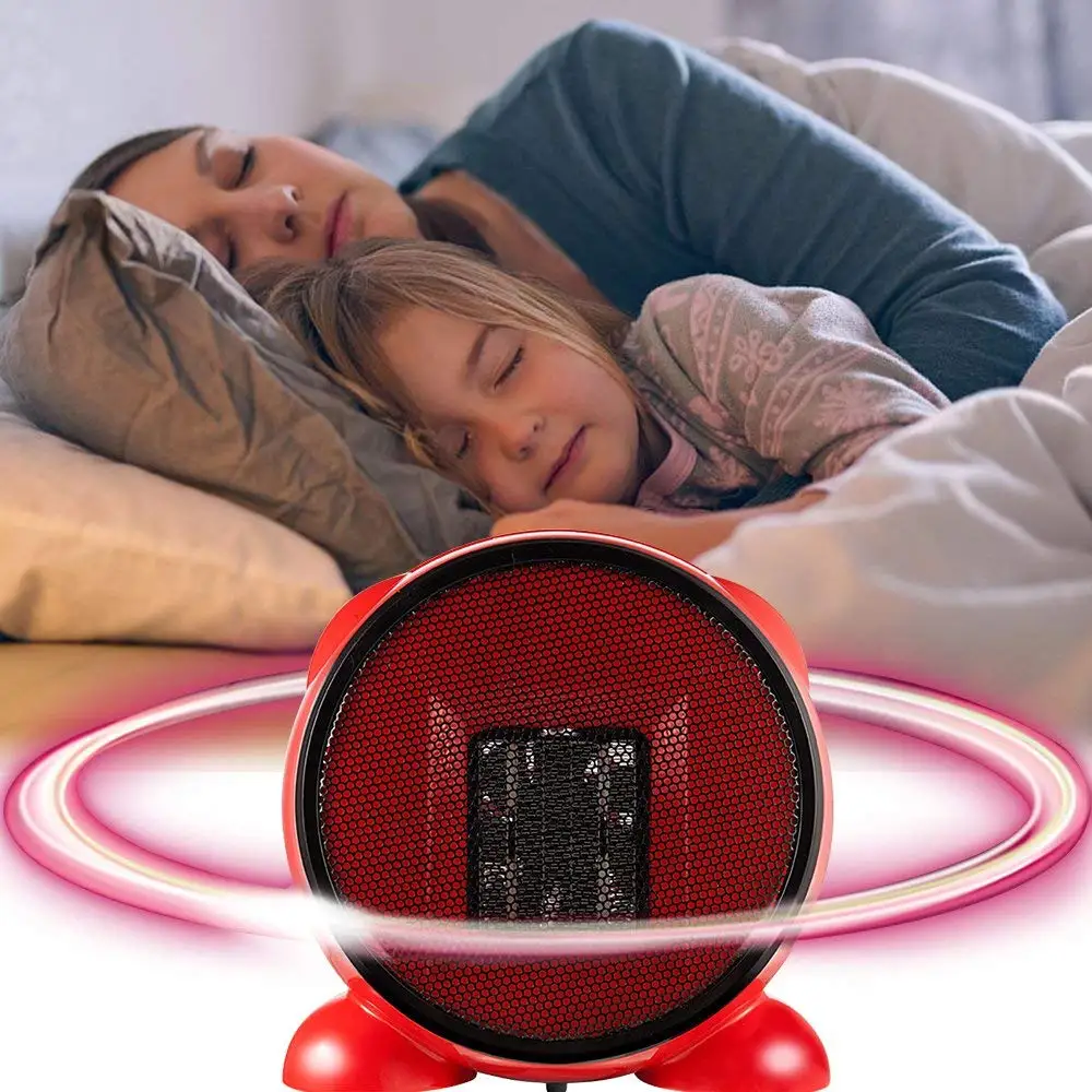 YOUDirect Mini Table Heater - Portable Personal Space Fashion Desktop Fan Heater, Cartoon Small PTC Ceramic Heating for Home Office Indoor Desk Heater 500W (Red)