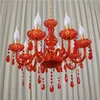 LSJ126 8 arms indoor hall decoration red acrylic chandelier wholesale
