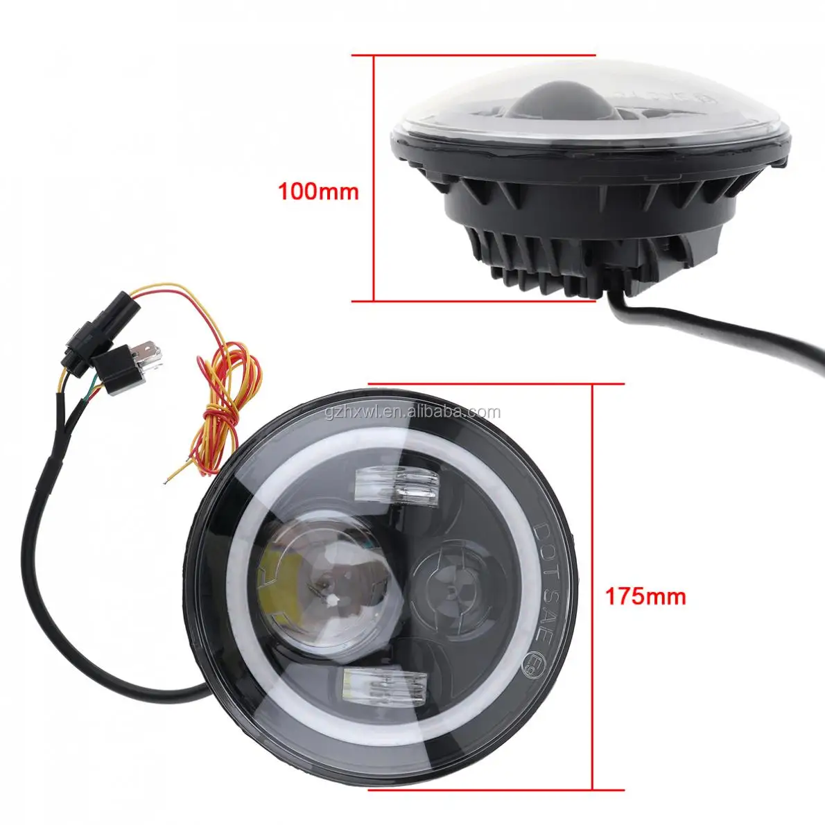 7 inch round LED headlight angel eyes for HARLEY motorcycle 40W led DRL front light