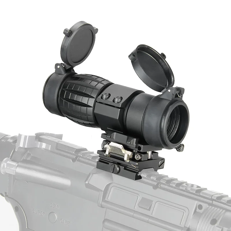 

Compact Tactical Sight 3X Magnifier Scope Optics Riflescope with Flip UP Mount Side Picatinny Weaver Rail, Black/dark earth
