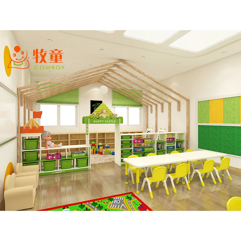 Customized Wooden Kids Kindergarten Furniture Classroom Table And Chair