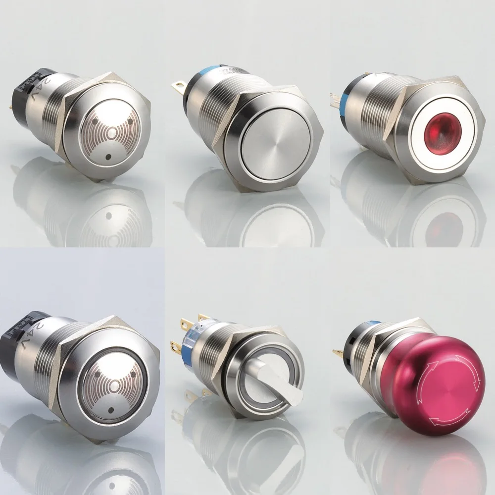 12 Volt Led 6 Pin Stainless Metal Push Button Switch Of