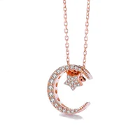 

Wholesale Romantic crescent Moon and star pure 925 couples jewelry necklace for lover