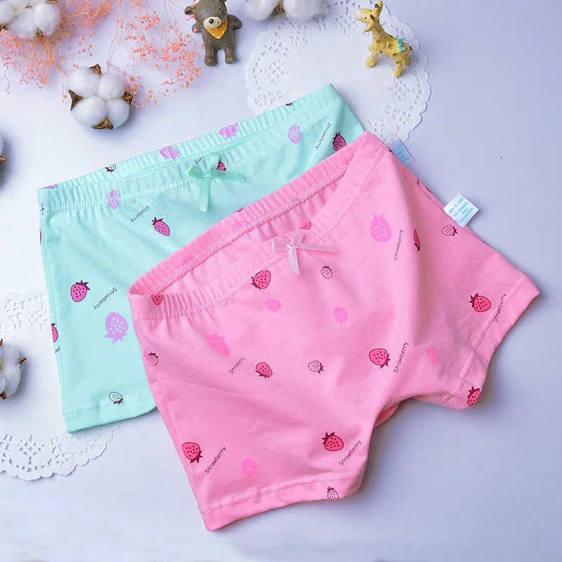 

100% Cotton Kids Panties Strawberry Small Girl Boxer Briefs Children Underwear, Pink;blue