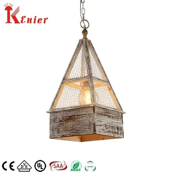 Saa Rope Hanging Steel Mesh Triangle Wood Ceiling Light Buy Rope