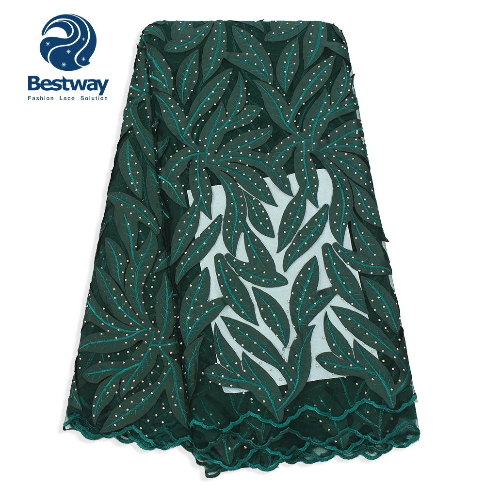 

Bestway 2019 african Wholesale mesh fabric embroidery stoned french tulle lace fabric