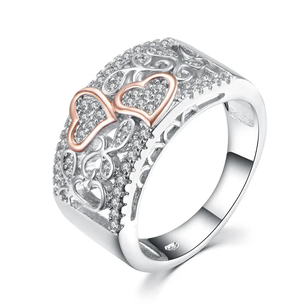 

Valentine's Day Wedding rings jewelry women 18K rose gold color Heart-shaped women rings Hainon Wholesale
