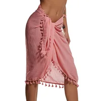 

Women Swimwear Chiffon Solid Tassel Cover Up Beach Sarong Pareo Bikini Swimsuit Wrap