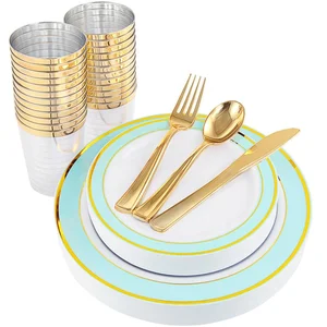 Image of Best Price Home Goods Disposable Plastic Dinnerware Sets