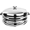 Stainless Steel Serving Dome, Malay Dome Set, Centre Piece with Porcelain Inserts