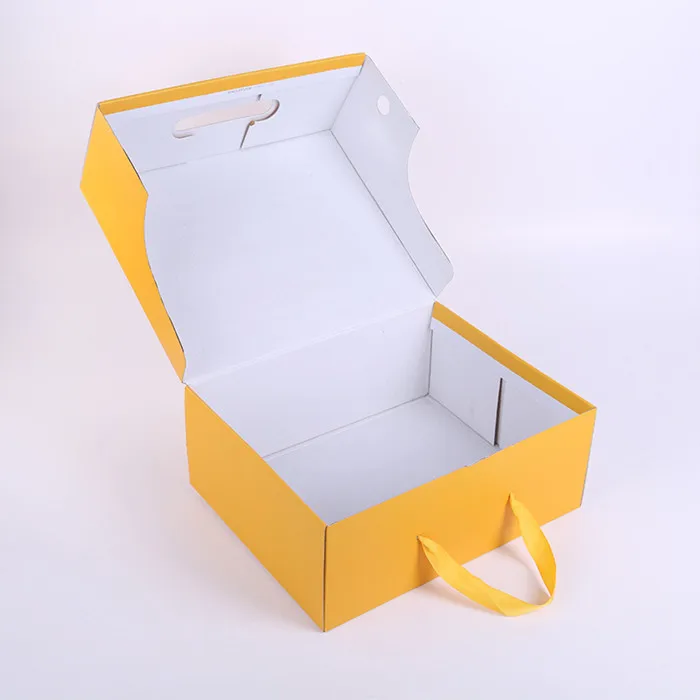 Custom Color Printed Corrugated Paper Packaging Shoe Boxes With Ribbon