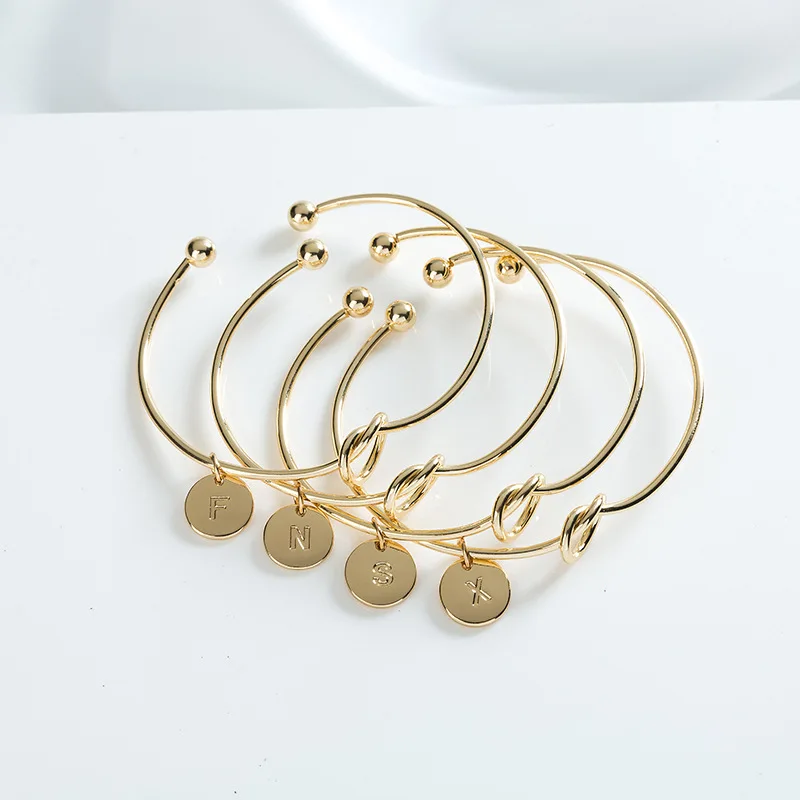 

Fashion Unisex Cuff Bangle Charm Bracelet Alphabet Beads Love Knot Bangle Jewelry