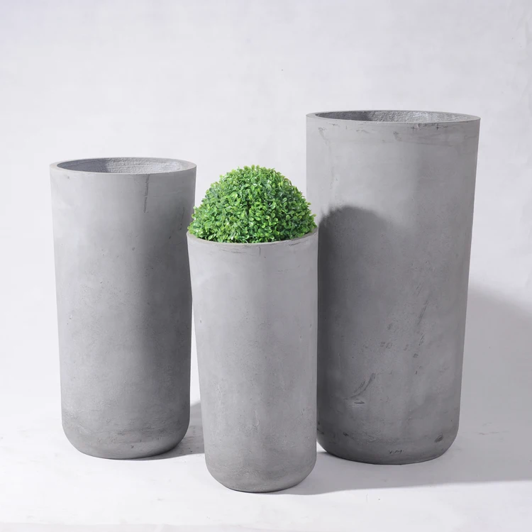 

FR28 Cylindrical shape large wholesale concrete plant pots, Natural, black, brown, brick red, white