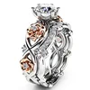 Rose Gold and White Gold Double Multi Color Plating Flower Zircon Ring