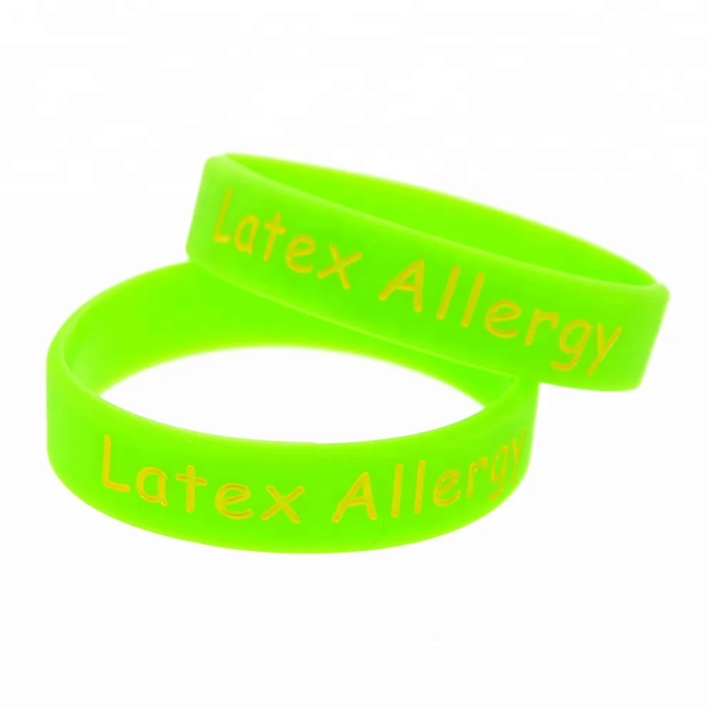 

50PCS Alert Latex Allergy Silicone Wristband in Kid Size, 5 colors