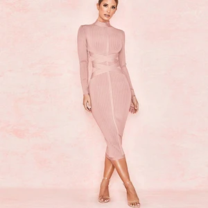 Free Shipping Winter Autumn Fashion Solid Color turtleneck Ladies Dresses Women Casual pencil Dresses for Party 2