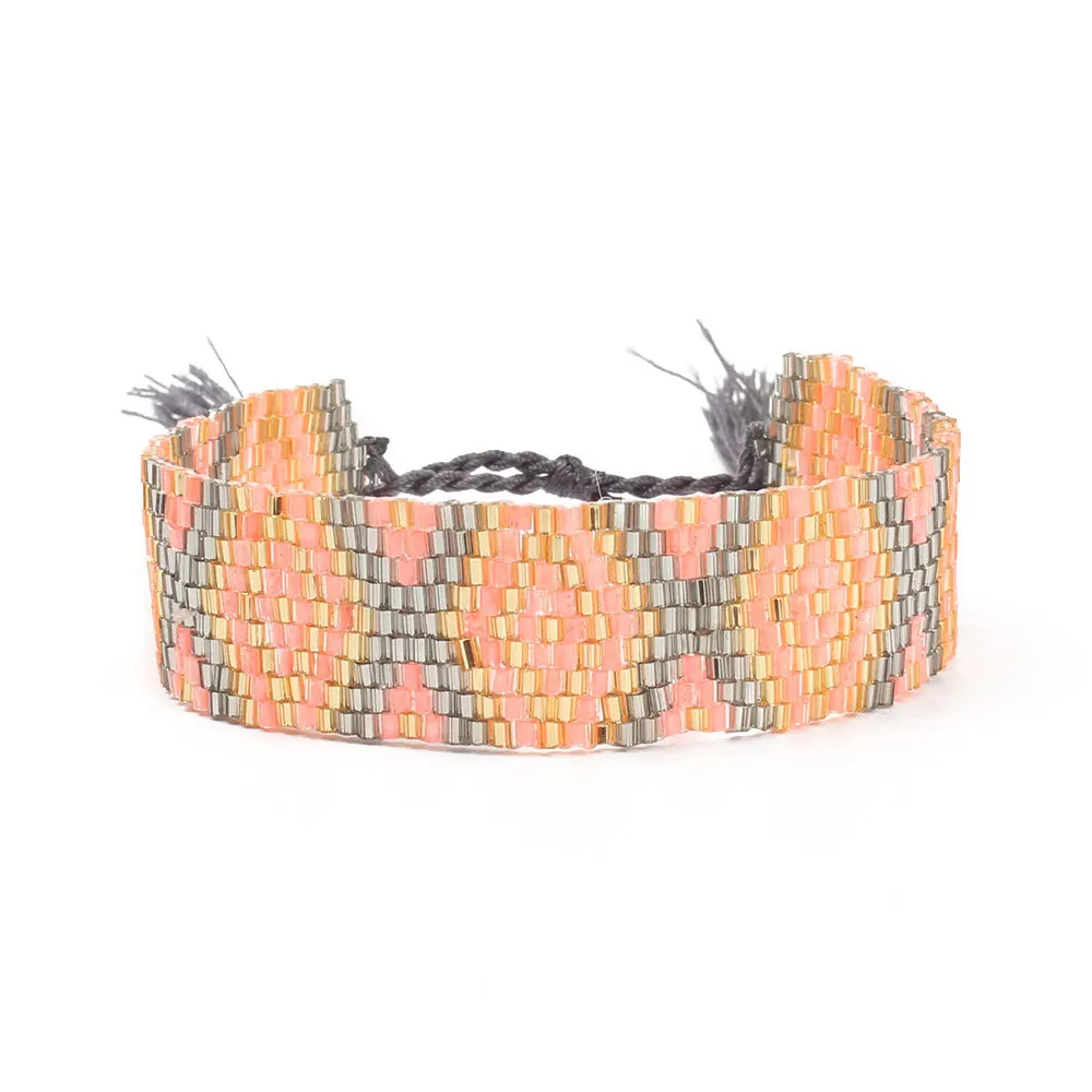 

Fashion Seed Bead Ethnic Boho Handmade Tassel Bracelet For Women, As the picture