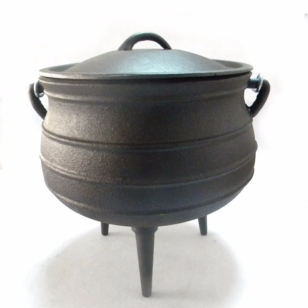 Geovein Indian Cooking Pot Cast Iron Three Legged Metal Cauldron For