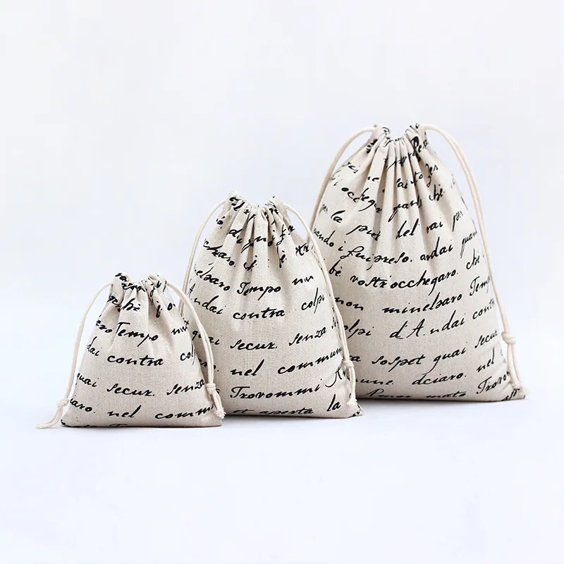 High Quality Custom Printed Canvas Cotton Muslin Drawstring Shoe Bag