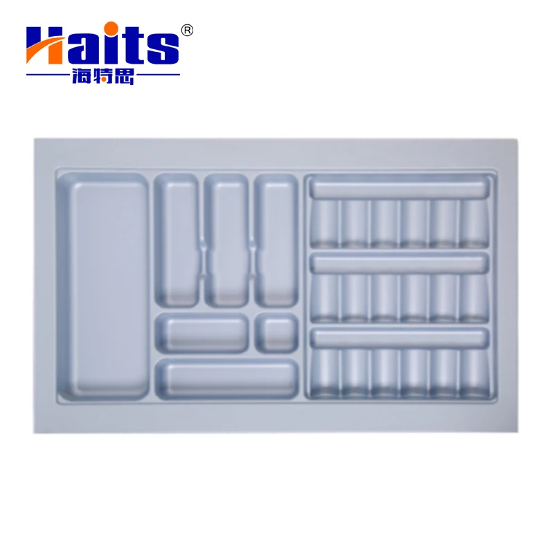 

Grey color plastic spice storage kitchen drawer cutlery tray, White, silver grey