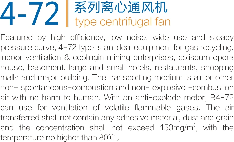 Popula 4-72  Centrifugal fan ventilation fan exhaust fan blower explosion-proof for basement and workshop ventilation