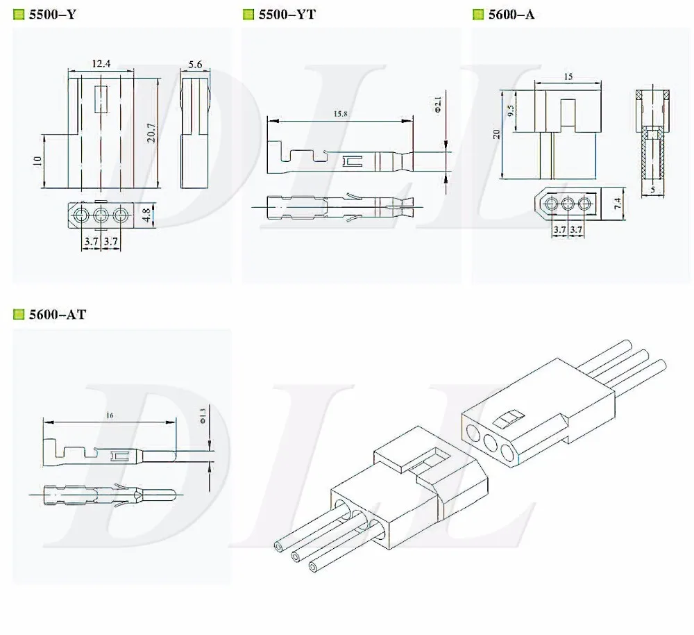 еквівалентний роз’єм MOLEX 3,7 мм з кроком 5500/5600 0003066023 03-06-6023 0306-6023 1625-2R1 корпус друкованої плати роз’єм між проводами