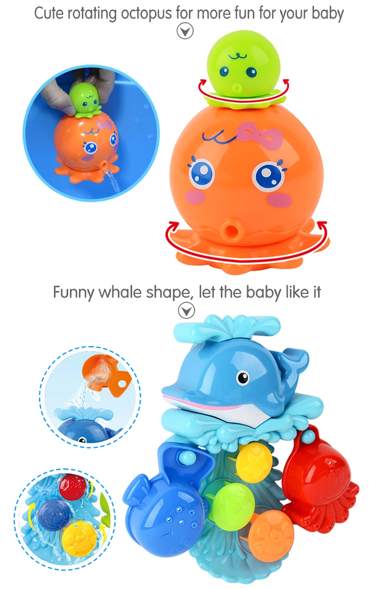 Rotating Small Suction Cup Water Plastic Sea Animal Octopus Bath Toy ...