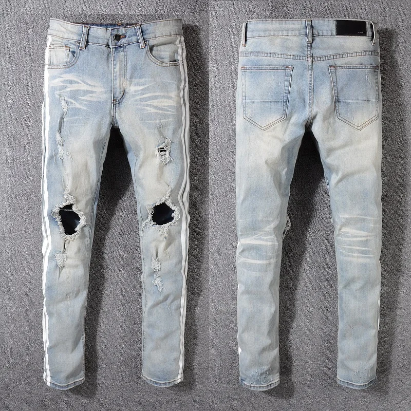 

OEM FOG skinny ripped Rips track bule damaged dropshipping clothing stock jeans, N/a