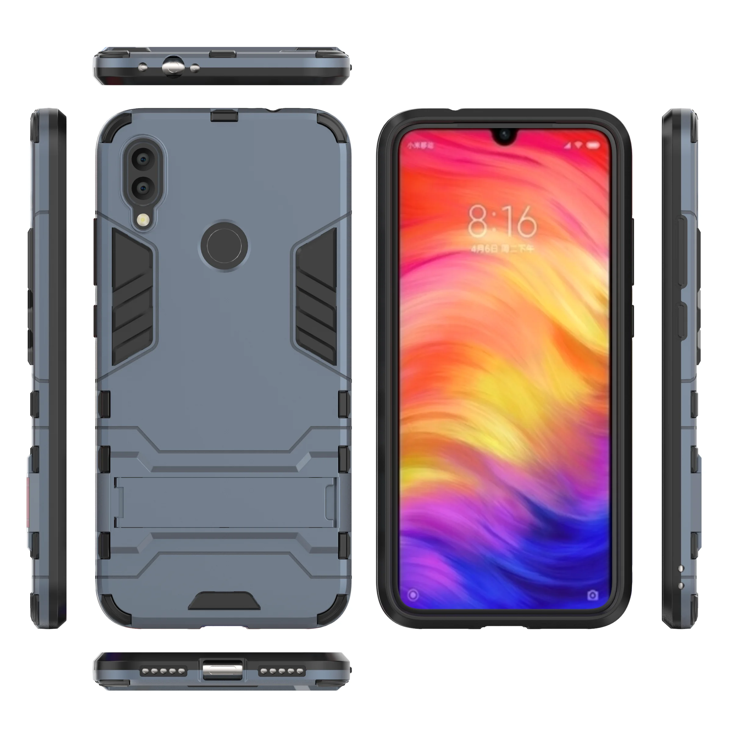 

Wholesale kickstand armor case TPU PC Kickstand phone cover for Xiaomi Redmi Note 7