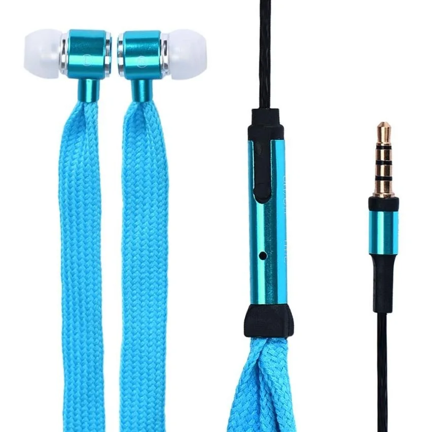 3.5mm Wired Shoelace Earbuds Stereo In Ear Headphones Shoelace