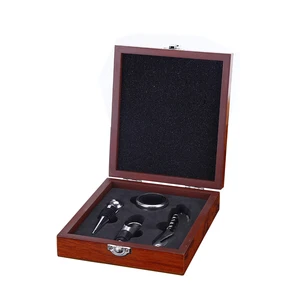 Image of Custom wine opener souvenir blank wooden box gift set corkscrew bottle opener kit