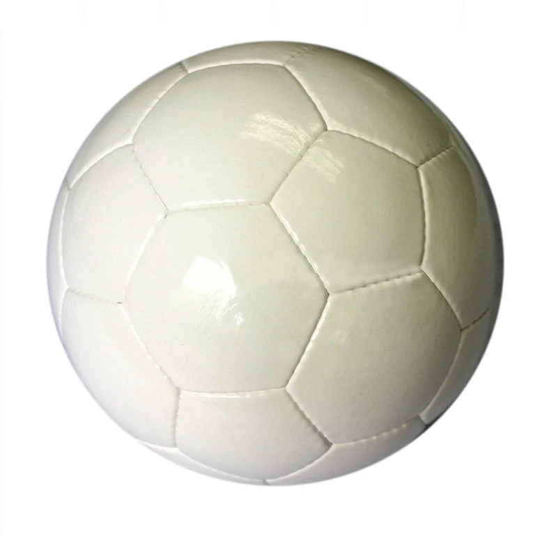 

White hand stitched PU football ball