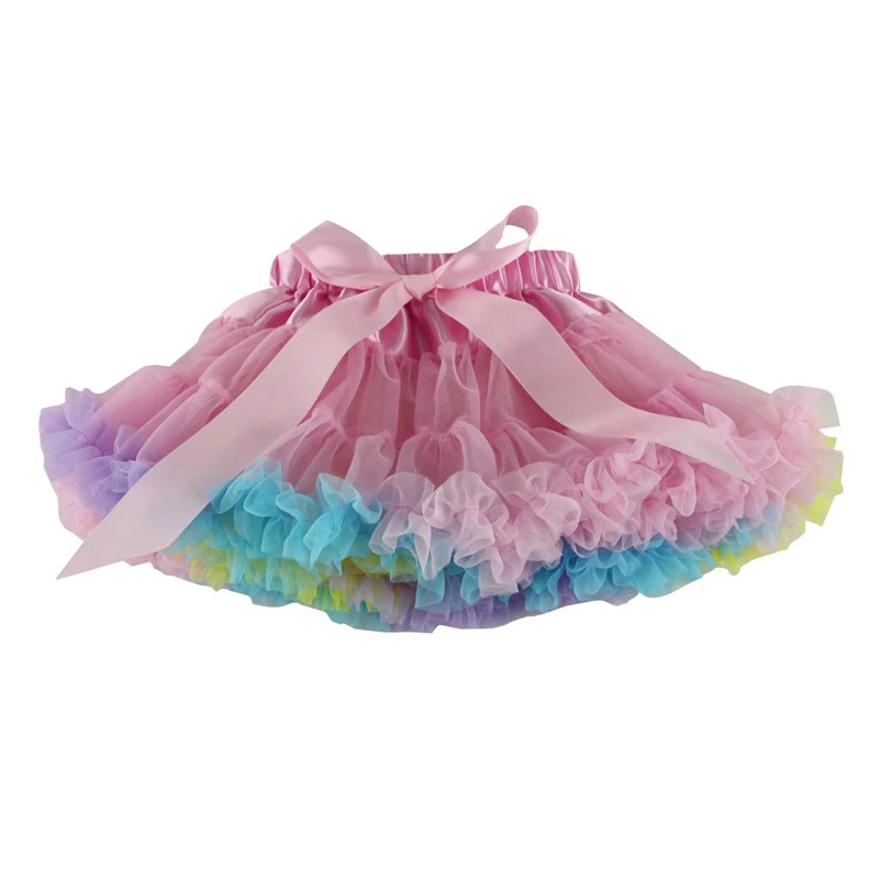 

Girls Fluffy 1-10 Years Chiffon Pettiskirt Solid Colors Tutu Skirts Girl Dance Skirt Christmas Tulle Petticoat, As pictures