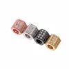 4 Colors Available Geometric Cubic Zirconia Metal Beads 17*17mm Micro Pave Clear CZ Spacer Beads Fit Jewelry Finding