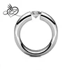 White Sapphire Tapered Engagement Tension Set Ring in Stainless Steel