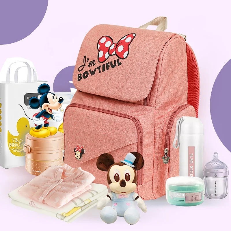 

Disney Maternity Nappy Waterproof Backpack Brand Handbag USB Insulation Mommy Diaper Bag, Colorful
