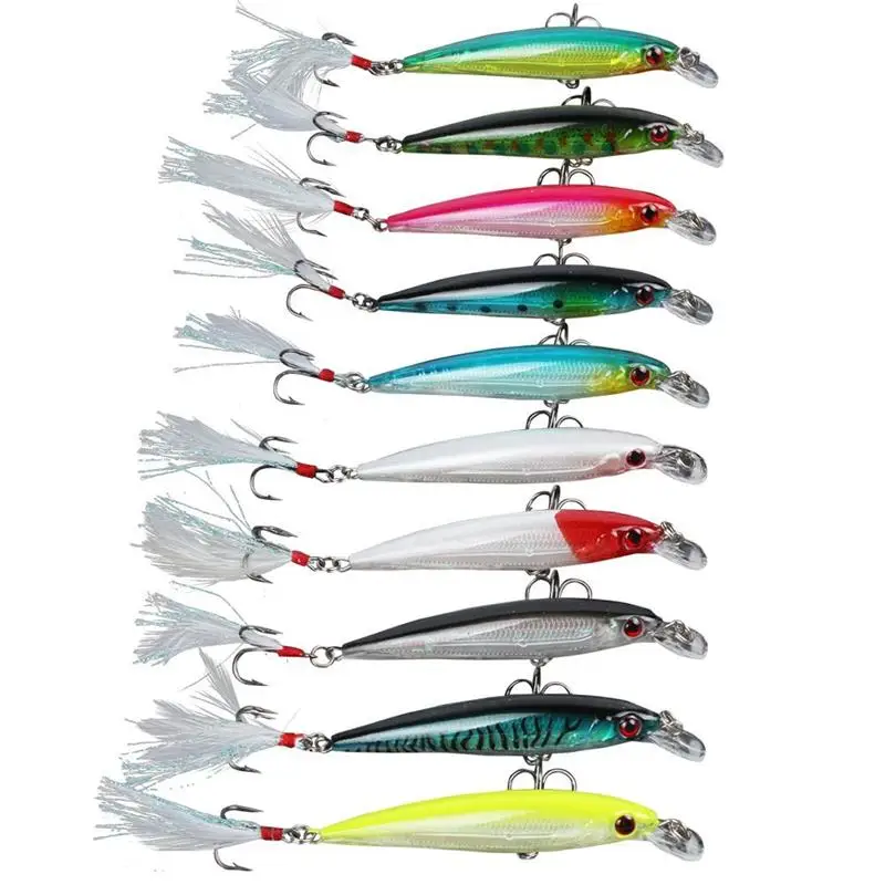 

Deep Diving Minnow Hard Fishing Lures Bass Crankbaits with Treble Hook Life-like Swimming Trout Fishing Tackle, 10 colors