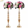 Wholesale Gold Metal Candle Holders Stand Flowers Vase Candlestick As Road Lead Candelabra Centrepiece Wedding Decoration