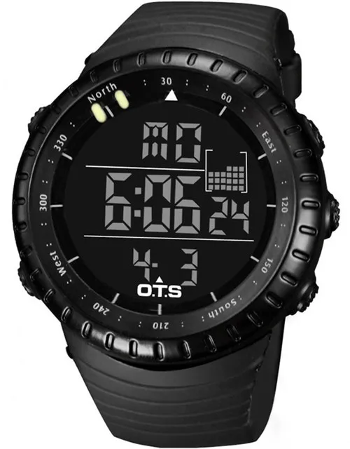 

OTS 7005G Cool Black Digital Mens Clock Sports Professional Waterproof Large Dial LED Hours Outdoor Military Luminous Watch, 12 colors to choose