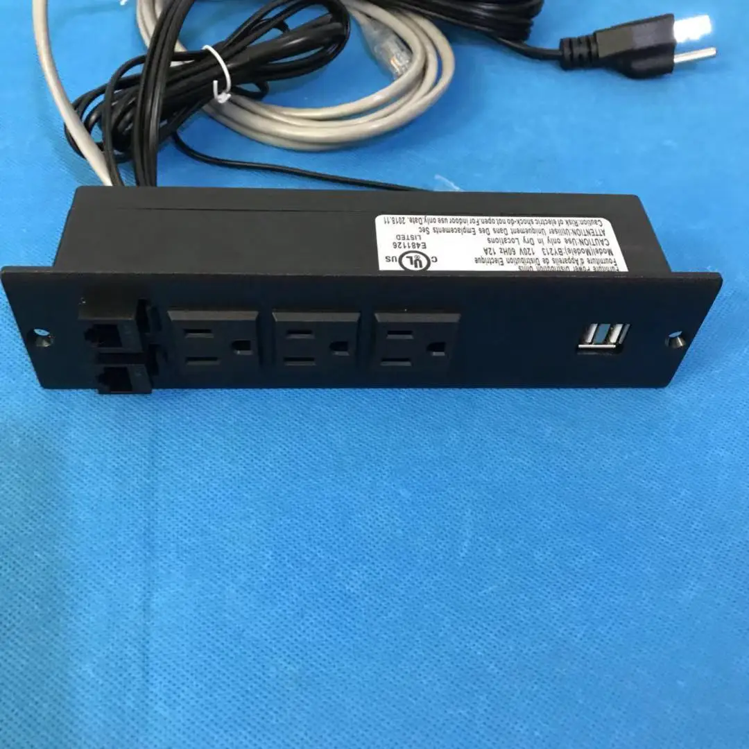 Us Power Plug Recessed Desk Usb Power Outlet With Network Telephone