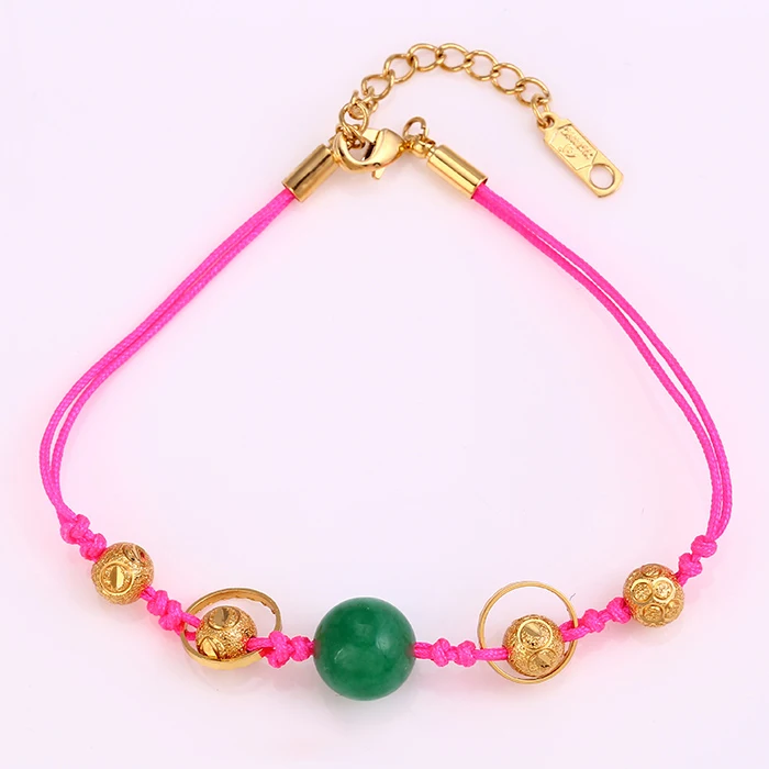 

72435 xuping fashion red rope gold lucky colombian handmade bead bracelet for girls, bead bracelet