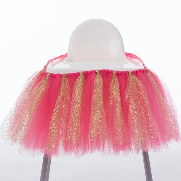 Tutu Tulle Skirts High Chair Cover Cloth Birthday Party Decoration