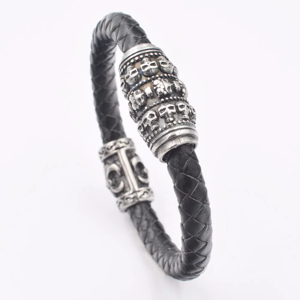 

Factory price wholesale leather rope chain bracelet, Black