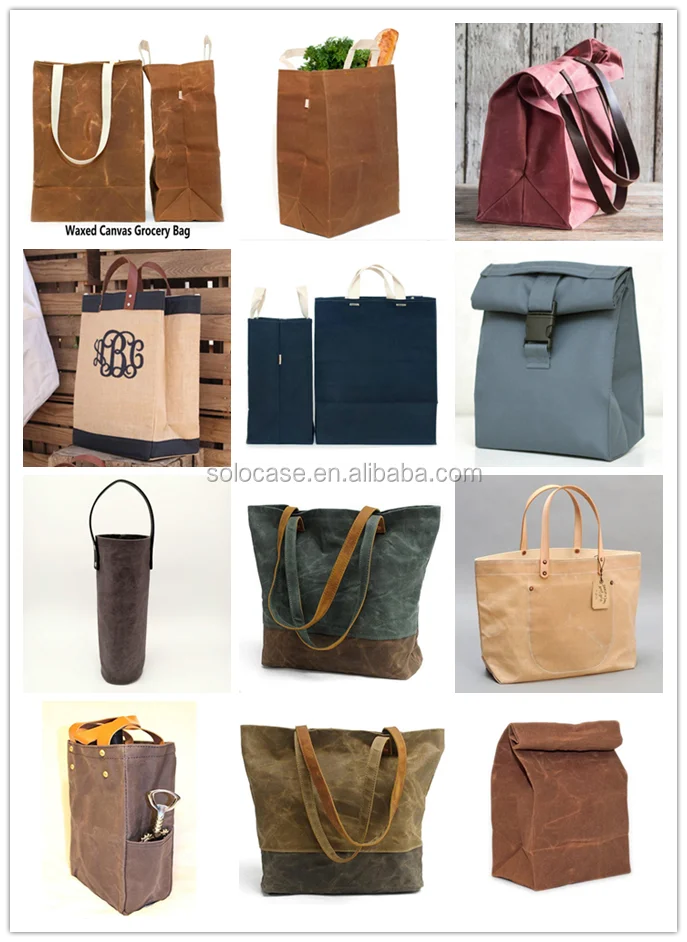 Biodegradable & Vegan Waxed Canvas Grocery Tote Bag Buy Longlasting