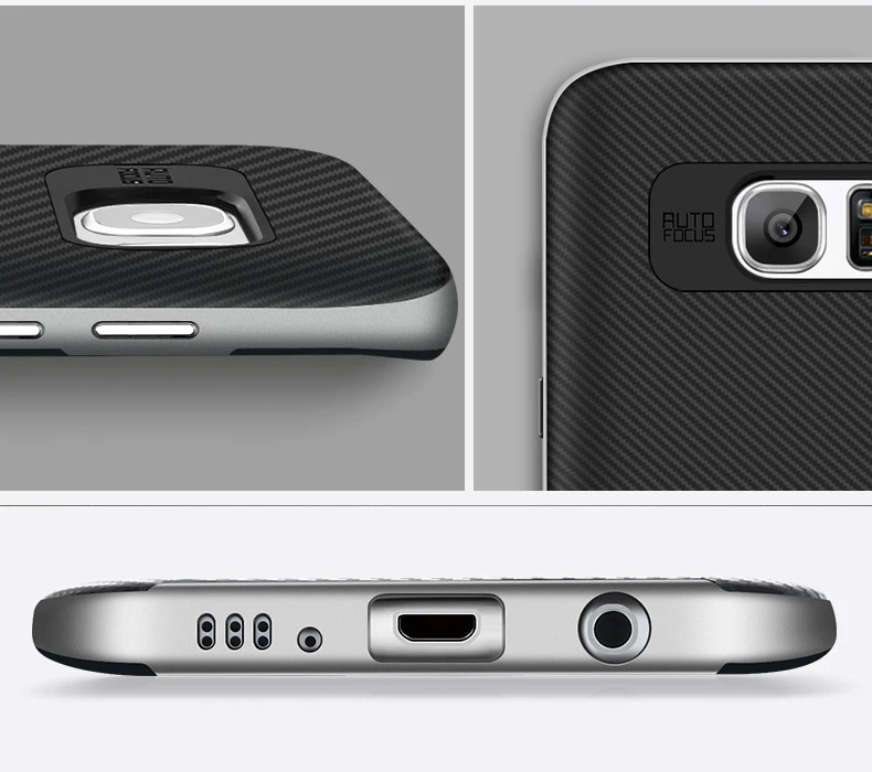 2 IN 1 Carbon Fiber TPU+PC Back Cover Case For Samsung Galaxy S7