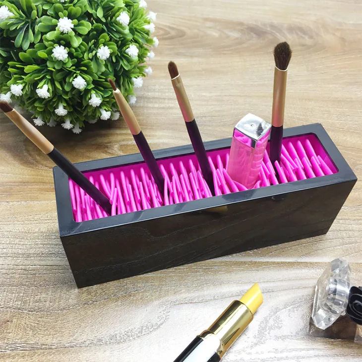 Bulk Portable Silicone Rectangle Cosmetic Stand Makeup Brush Holder