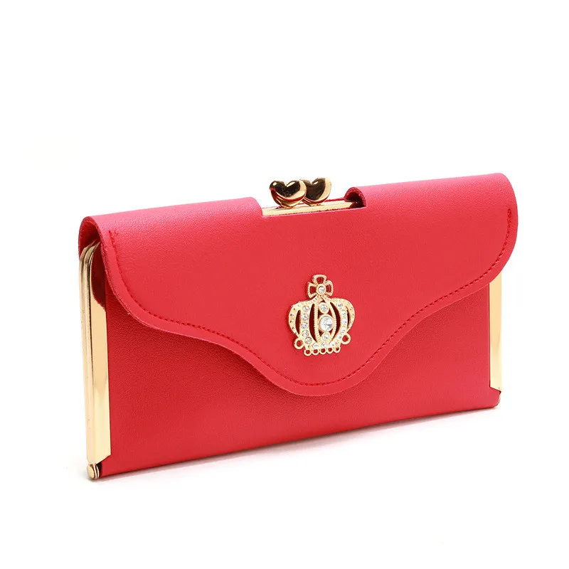 

Korean Women Purse Long Fashion Handbag With Diamond Clasp Leather Wallet Card Bag Dinner Bag, Display